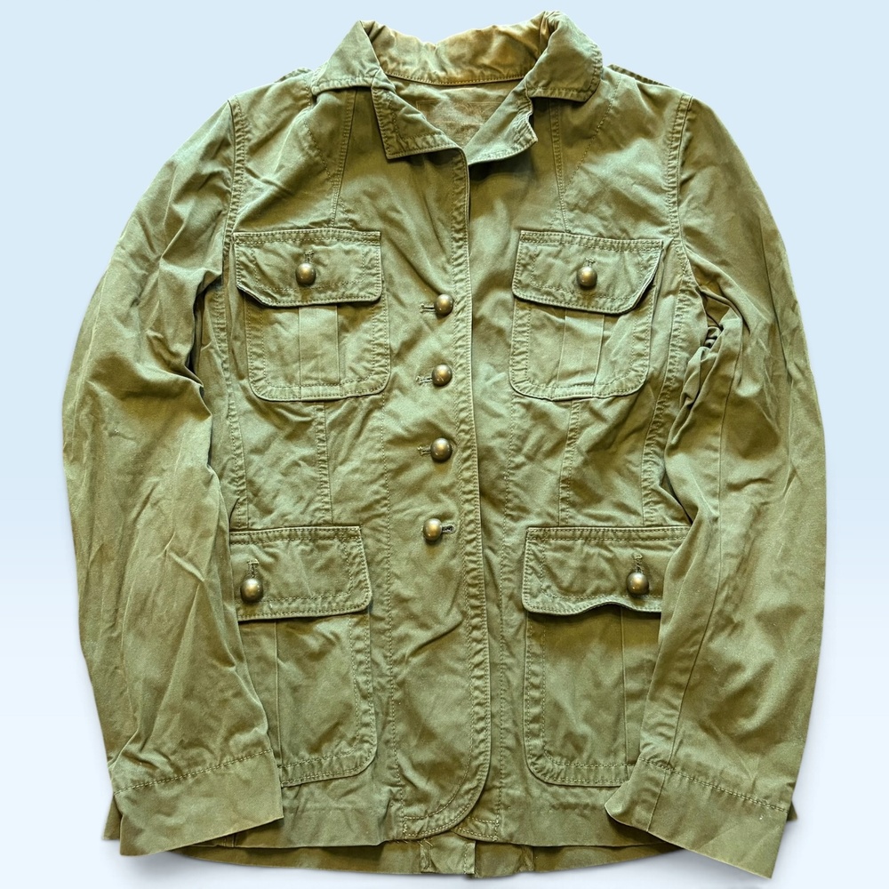 Banana Republic Jacket Womens 6 Green Cotton Military Utility Pockets Twill